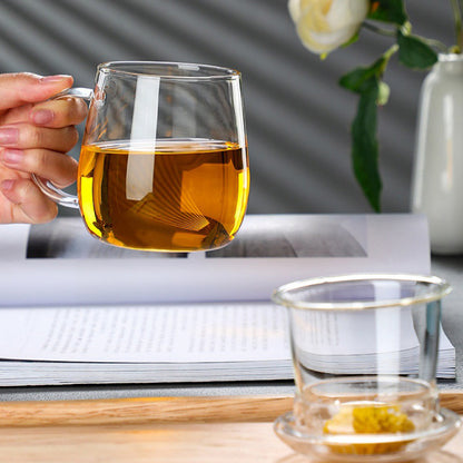 Glass Tea Cup with Infuser and Lid Borosilicate Tea Mug for Loose Leaf Tea