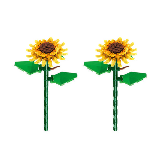 2Pcs Flower Building Blocks Kits Artificial Flowers Home Office Decoration Style 2