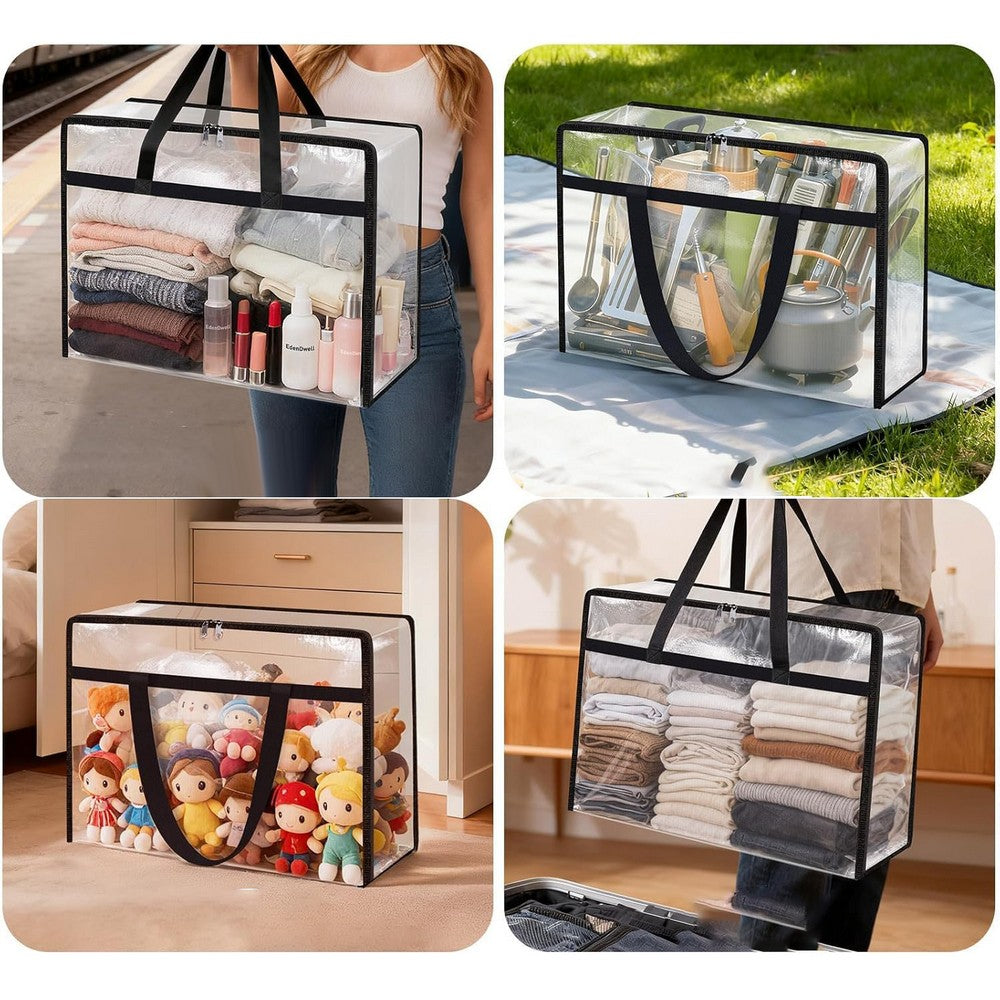 4Pcs Clear Under Bed Storage Containers 60L Sheet Organizers and Storage