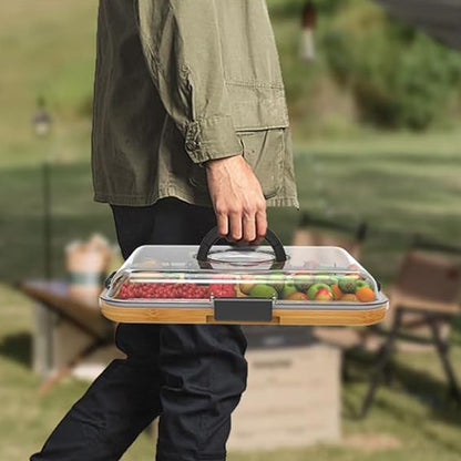 Charcuterie Board with Clear Lid Portable Travel Cheese and Cutting Board Set