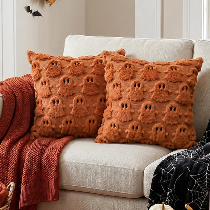 Cute Halloween Ghost Pillow Cover for Living Room - Orange
