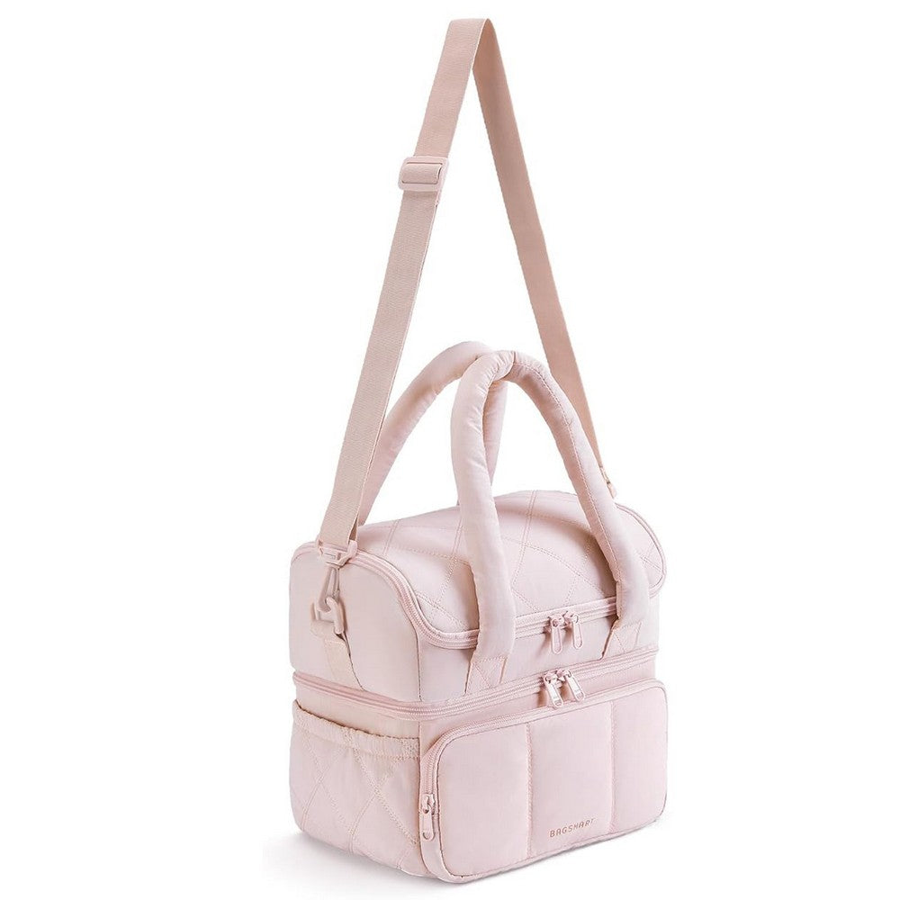 Lunch Bag Women Double Deck Insulated Lunch Bag For Work Picnic Travel-Pink