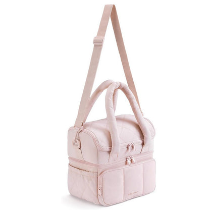 Lunch Bag Women Double Deck Insulated Lunch Bag For Work Picnic Travel-Pink