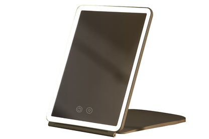 Touch Screen Makeup Mirror USB Rechargeable Cosmetic Mirror Portable Make Up Mirrors LED Mirror-Black