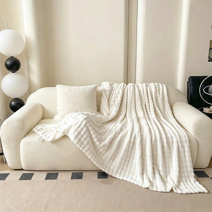 Bubble Fleece Blanket-White