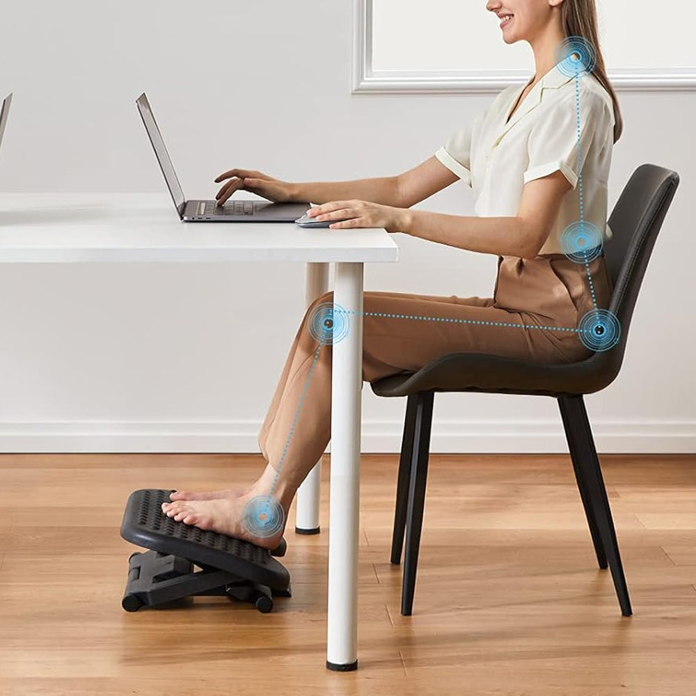 3-Height Adjustable Under Desk Footrest Foot Stool Under Desk
