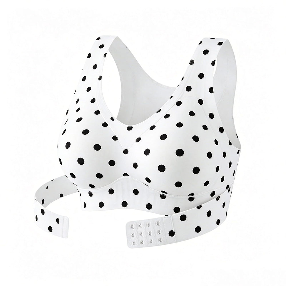 Front Closure Posture Bra Wide Straps Seamless Bra - White