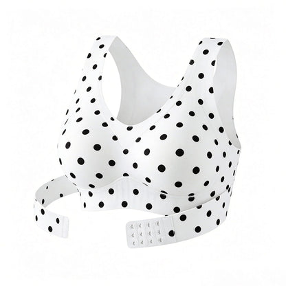 Front Closure Posture Bra Wide Straps Seamless Bra - White