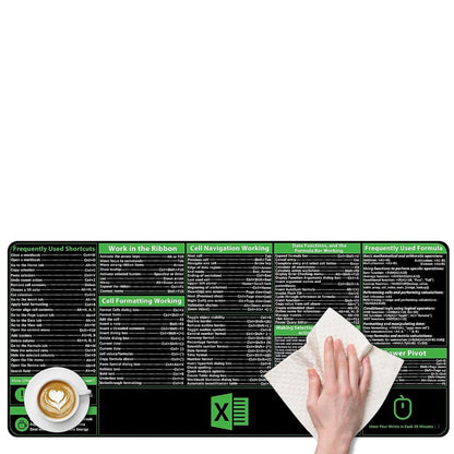 Excel Shortcuts Mouse Pad Keyboard Shortcut Mousepad Non-Slip Base Keyboard Mat