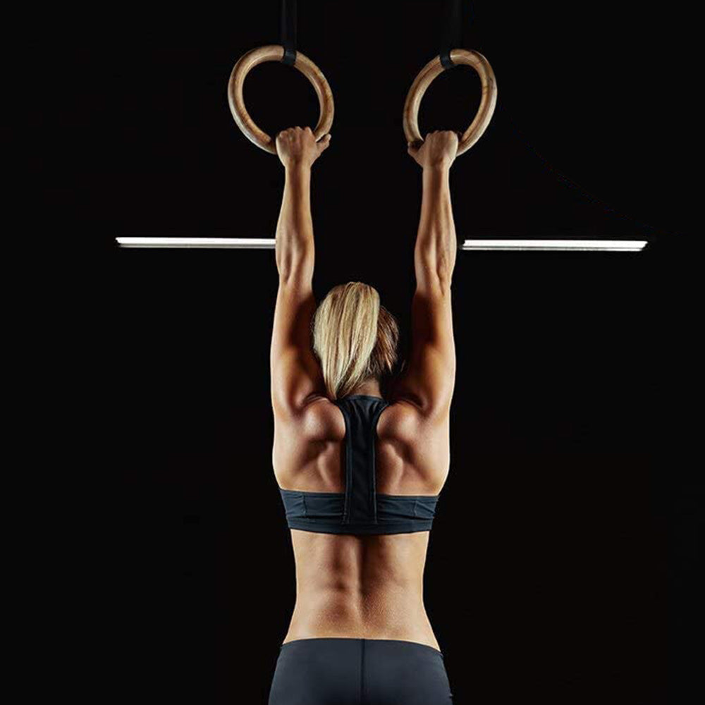Wooden Gymnastic Rings Set Pull Up Gym Rings with Adjustable Straps for Workout Bodyweight Fitness Training