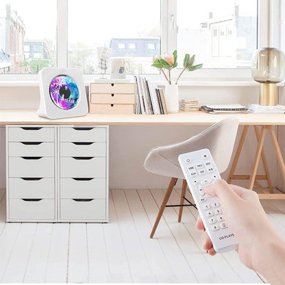 USB Powered Bluetooth CD Player with Digital Screen Display Desktop Music Player White