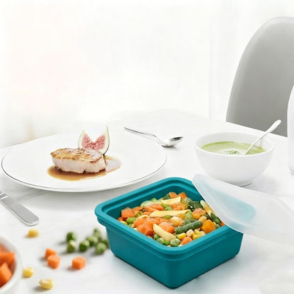 4Pcs Silicone Freezer Tray for Soup Ice Cubes Food Storage Portion Control-Blue and Green