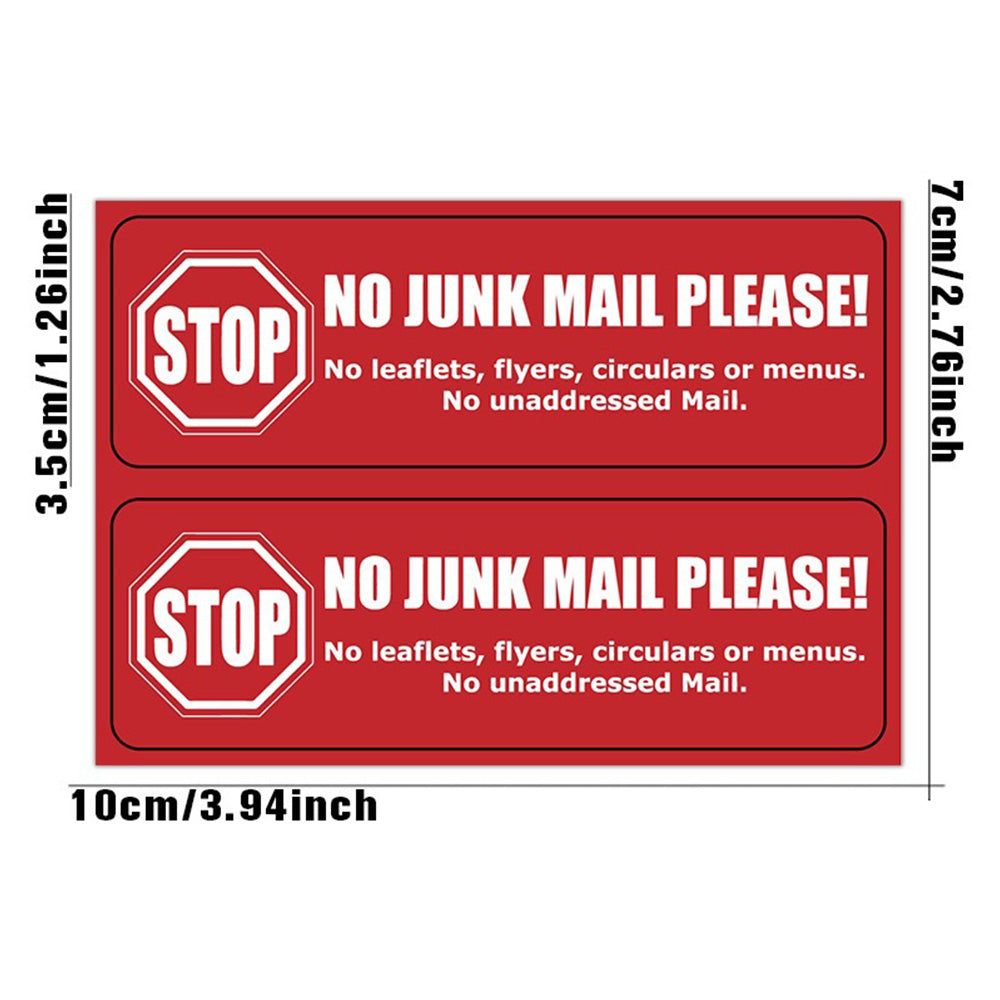 10 Pack Self Adhesive No Junk Mail Mailbox Stickers