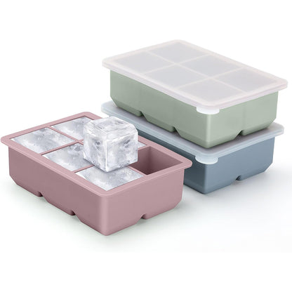 3Pcs Silicone Ice Cube Trays with Lid 18 Cavity Large Square Mold for Whisky Cocktail