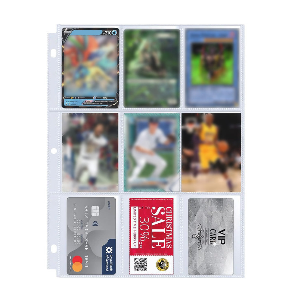 100Pcs 9 Grids Album Baseball Holder Sheets Double Side for Card Sleeves Photos