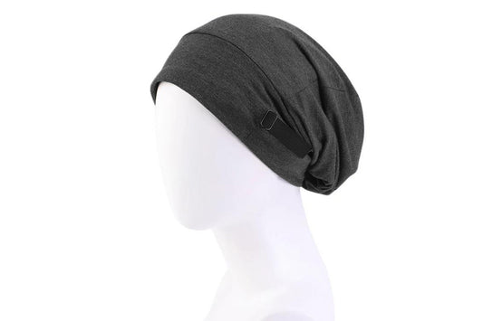 Sleeping Bonnet Hair Wrap Satin Cap Adjustable Night Soft Hat Headwear-Dark Grey