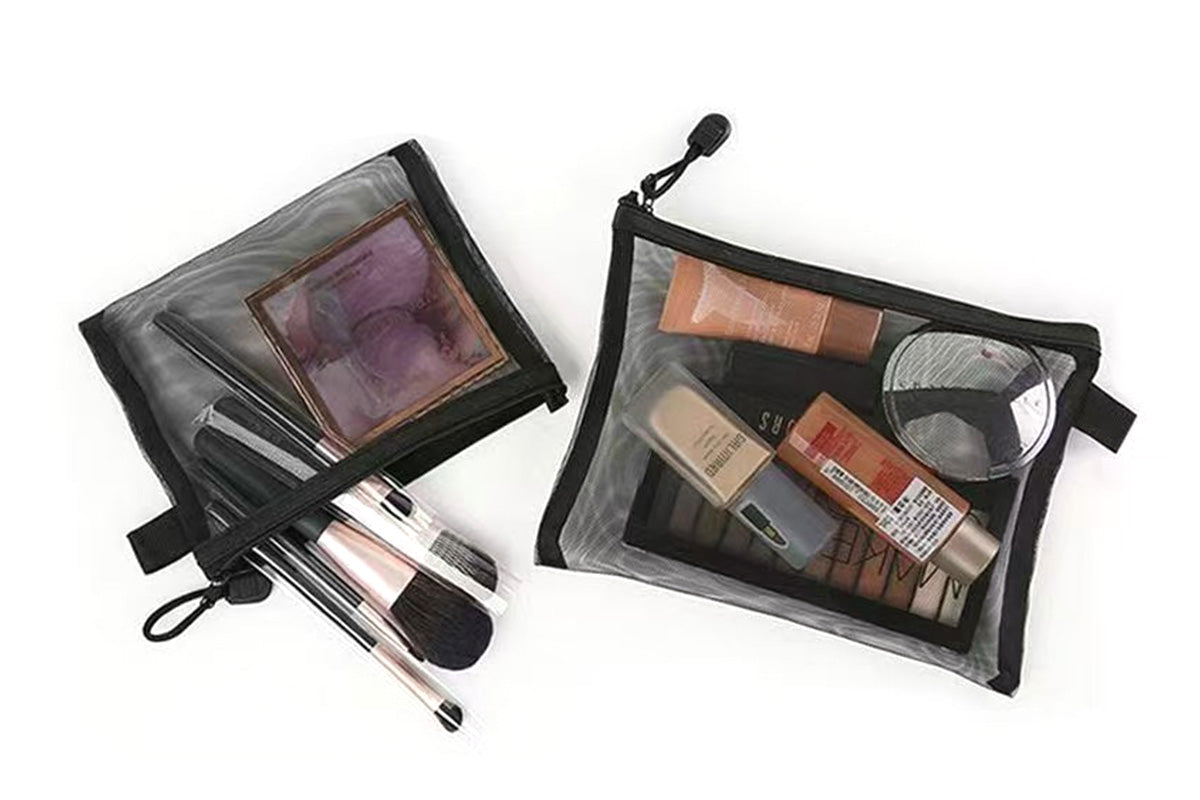 8 Piece Black Mesh Travel Organizer Bag Set in 4 Sizes
