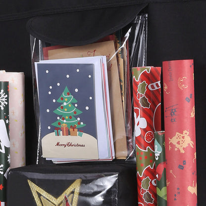 Double Sided Hanging Gift Wrap Organizer Wrapping Paper Bag Storage Black