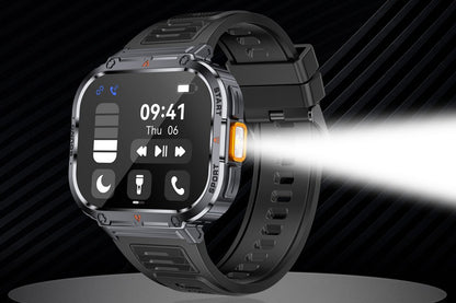 Smart Watch 2.0-Inch Fitness Watch with Flashlights Heart Rate Sleep Monitor Blood Oxygen 100 Sports Modes Activity Tracker-Black