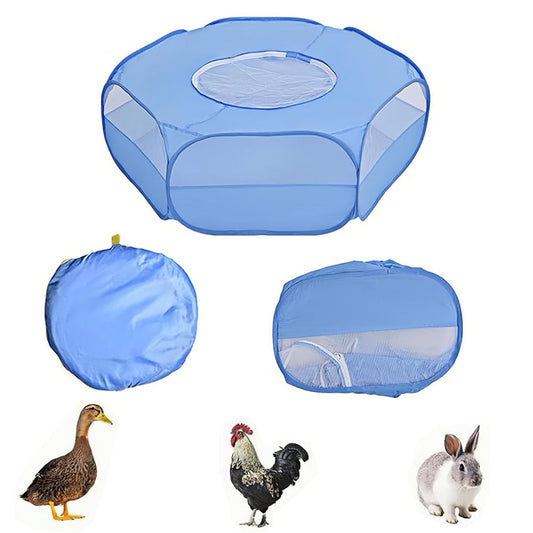 Portable Pop-Up Small Animal Playpen Foldable Pet Tent for Chick Hamster Rabbit Blue