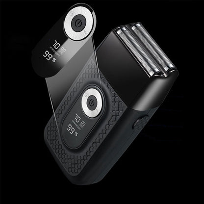 USB Rechargeable Electric Razor LED Display Shaver with Double Floating Blade for Men Black