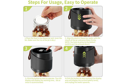 21PCS Electric Mason Jar Vacuum Sealer Kit Food Storage and Preservation Bags