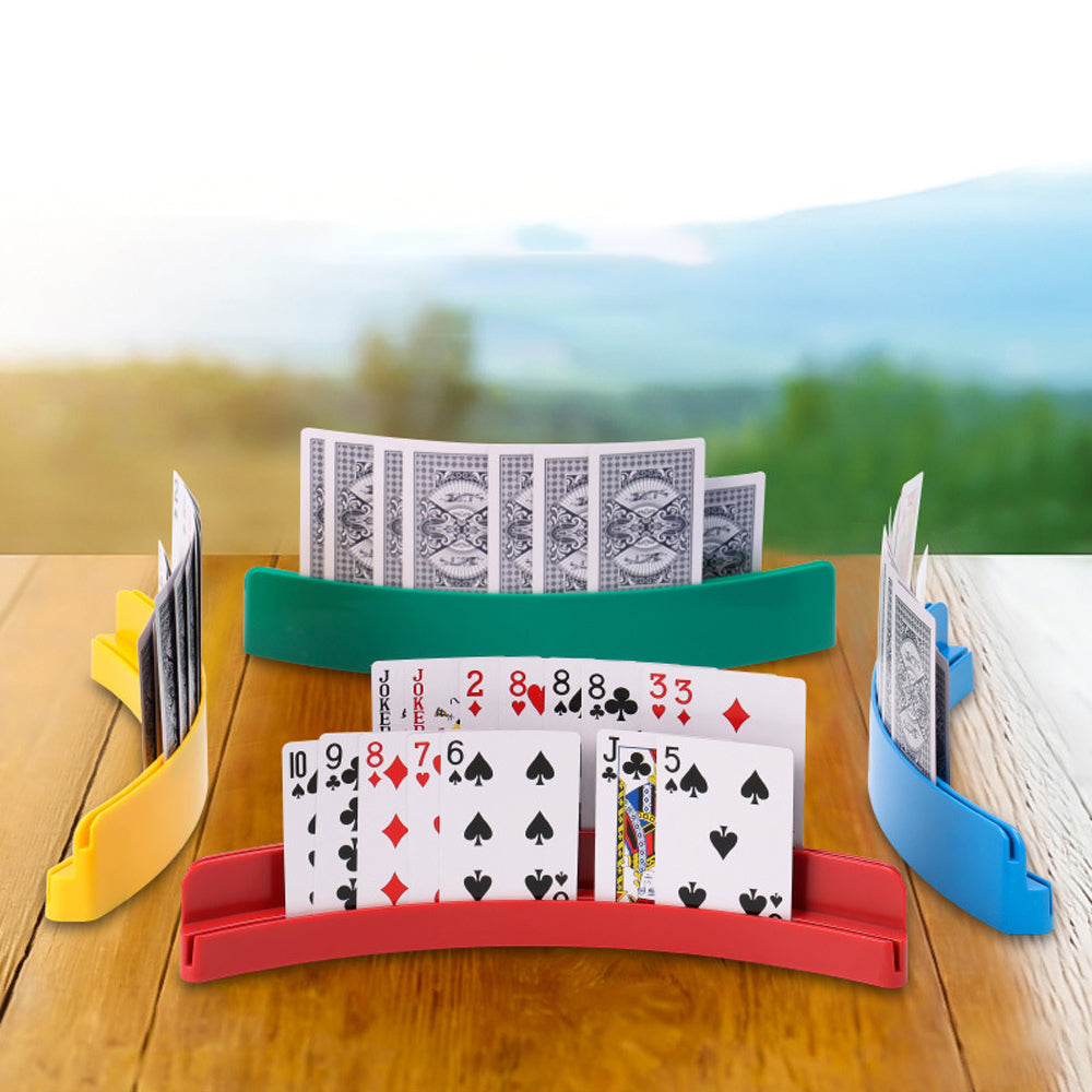 4 Pack Double Layer Playing Card Holders with Curved Grip