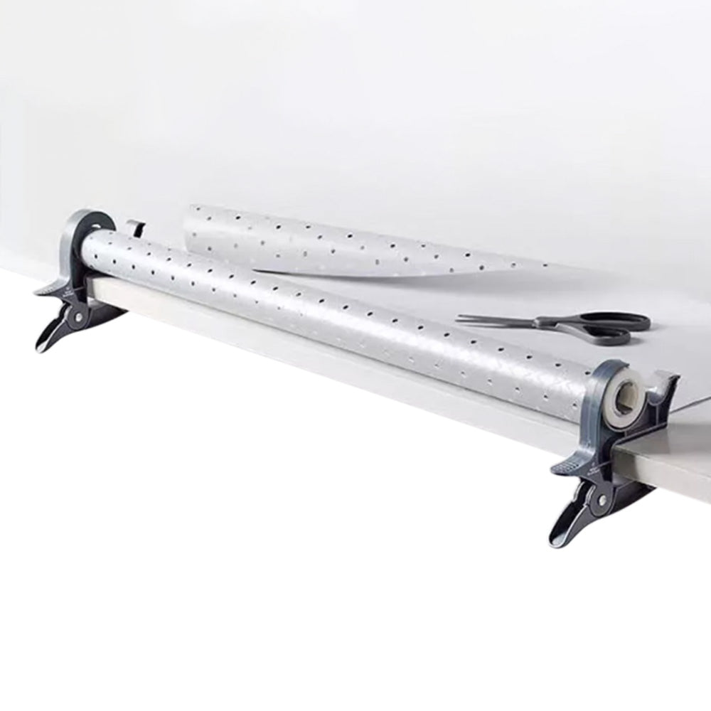 2Pcs Set Wrapping Paper Cutters Cutting Tool Xmas Gift Roll Clamps with Tape Dispenser Grey