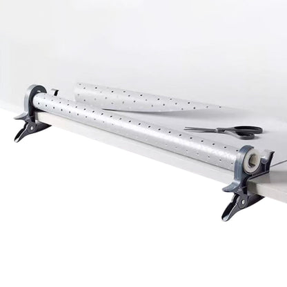 2Pcs Set Wrapping Paper Cutters Cutting Tool Xmas Gift Roll Clamps with Tape Dispenser Grey