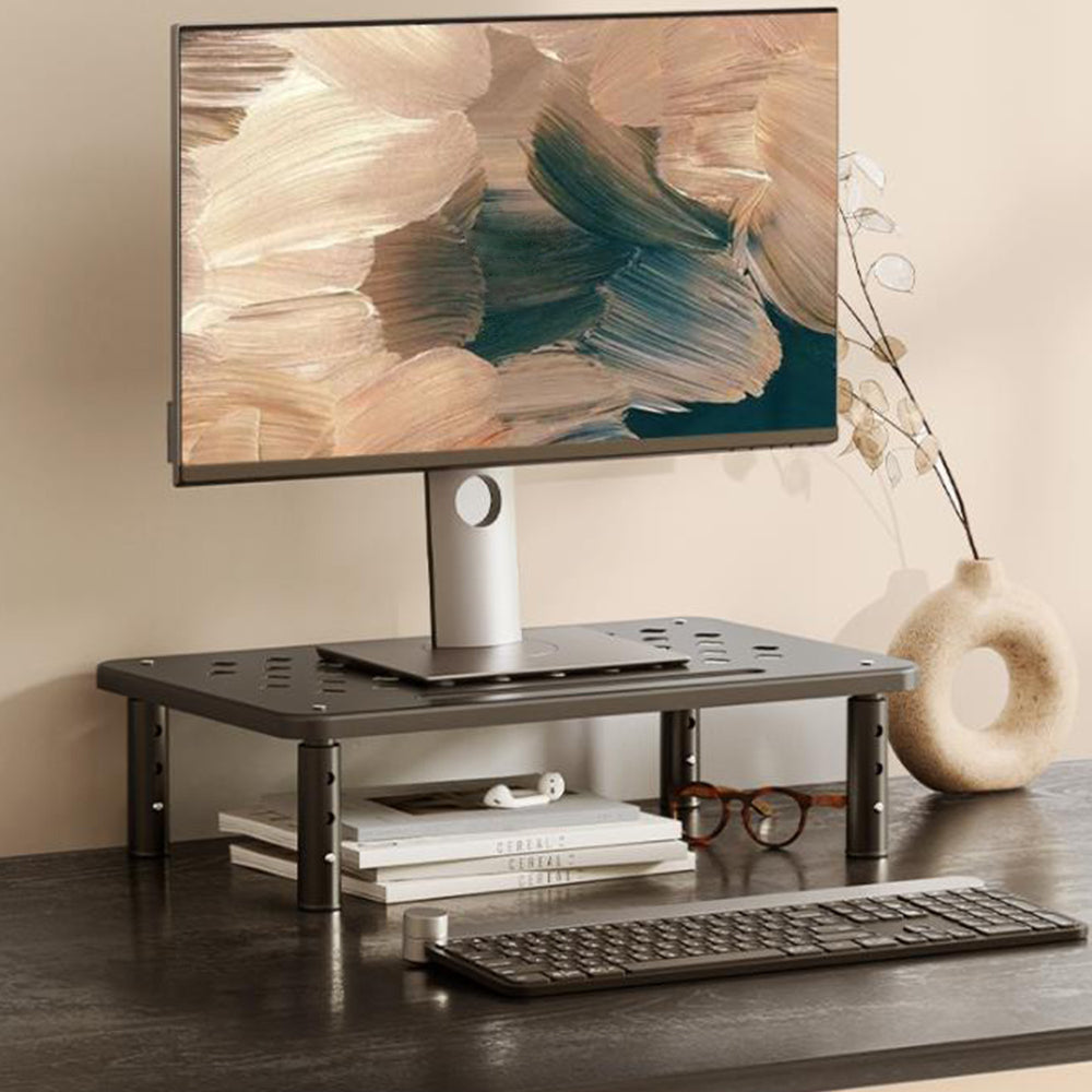 3-Height Adjustable Monitor Riser Laptop Printer Computer Stand Desktop Shelf Black