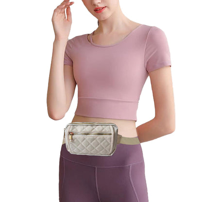 Travel Fanny Packs Crossbody Bags Waist Bags for Hiking Cycling Running Beige