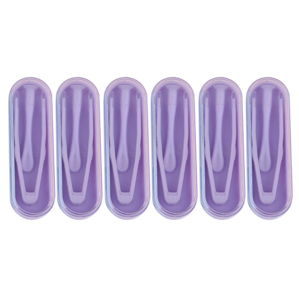 6 Pack Contact Lens Tool Kit Tweezers Inserter Remover Travel Case Set-Purple
