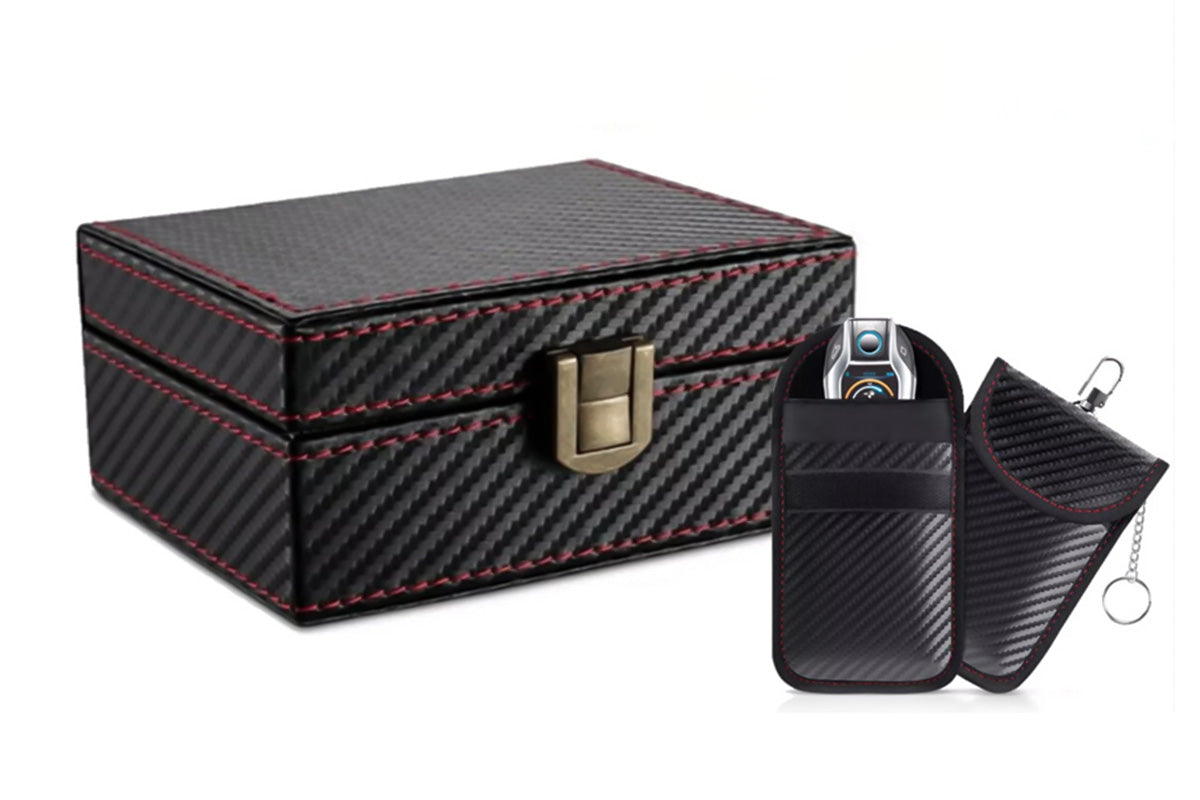 Key Fob Protector with Two Car Key Bags Anti Theft RFID Box