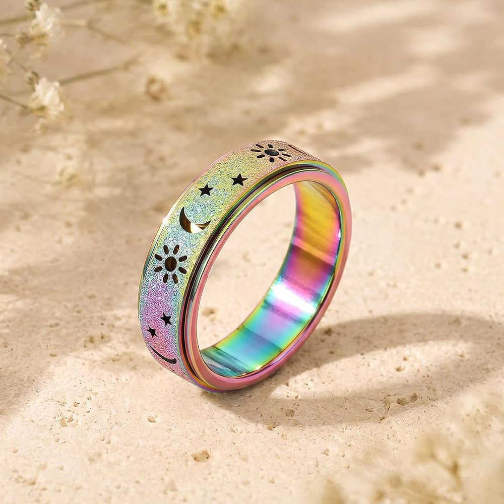 3Pcs Spinner Ring Stainless Steel Fun Playful Rotating Rings Ring Size AU P