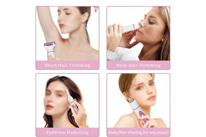4 in 1 Wet and Dry Electric Razor Flawless Facial Hair Remover for Nose Face Leg