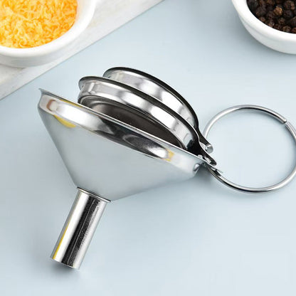 6PCS Stainless Steel Mini Funnels with Cleaning Brushes for Kitchen