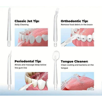 Electric Water Flosser for teeth with 4 Jet Tips Portable Floss Irrigation Cleaner-White