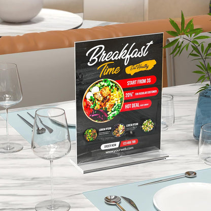 3Pcs Acrylic Sign Holder Clear Menu Stand Vertical Flyer Display for Restaurants