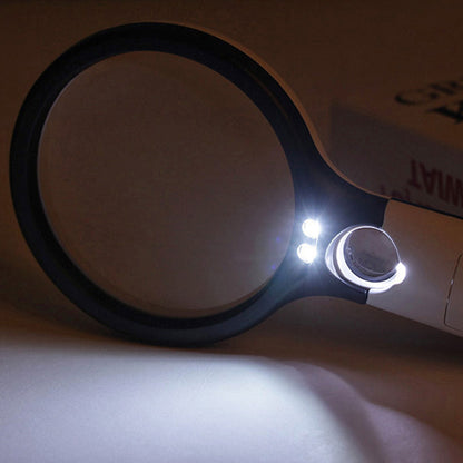 Double Lens Magnifying Glass with Light Handheld Loupe for Reading