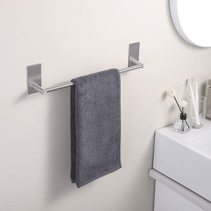 2Pcs Stainless Steel Self-Adhesive Towel Rack for Bathroom No Drilling Required-Silver