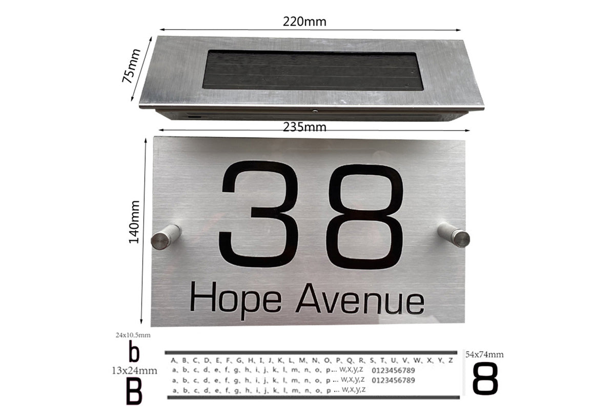 Solar Light House Signs Plaques LED House Number Acrylic Plaques