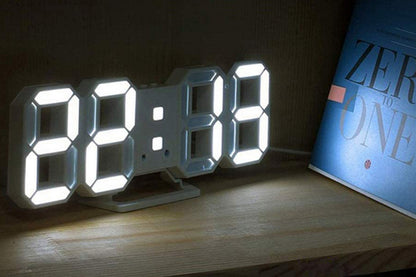 3D LED Digital Wall Clock Alarm Clocks With APP Control For Bedroom-White