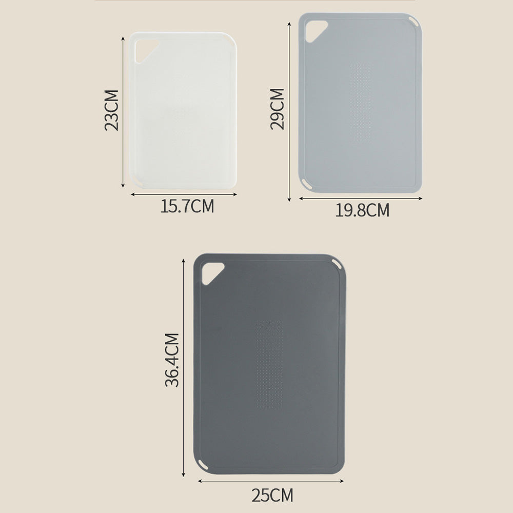 3 PCS Plastic Cutting Board Set with Hanging Loop -Grey