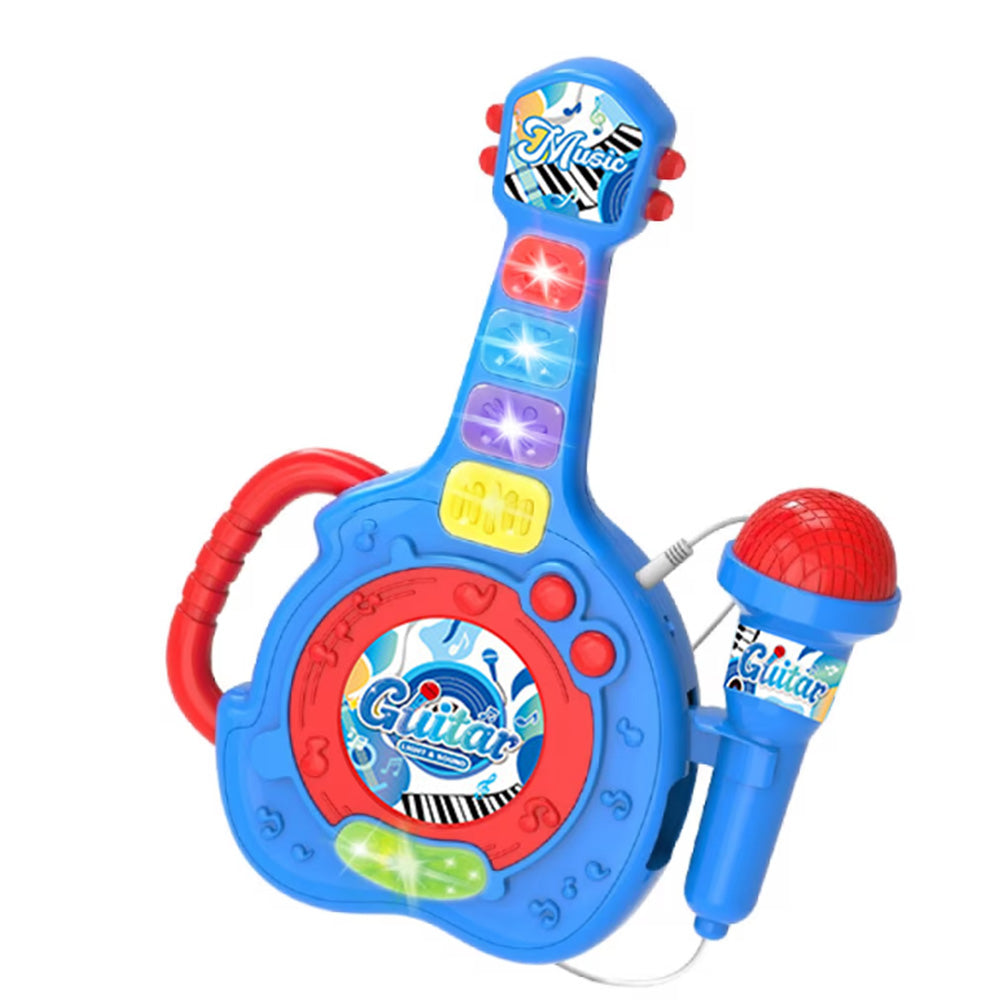 LED Light Guitar Toy with Detachable Microphone and Music - Blue