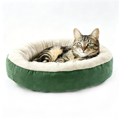 Round Washable Donut Pet Bed with Anti Slip Base - Green