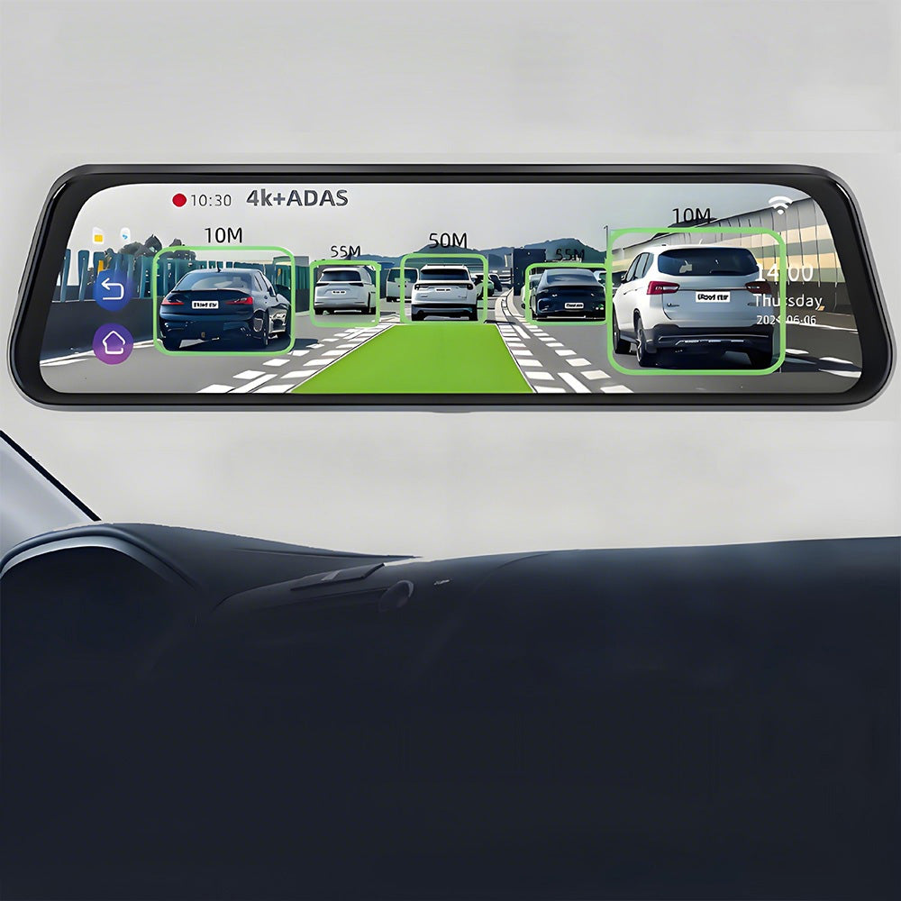 4K 10 Inch Rear View Mirror Camera Dash Cam Front and Rear Dual Dashcam for Car with ADAS