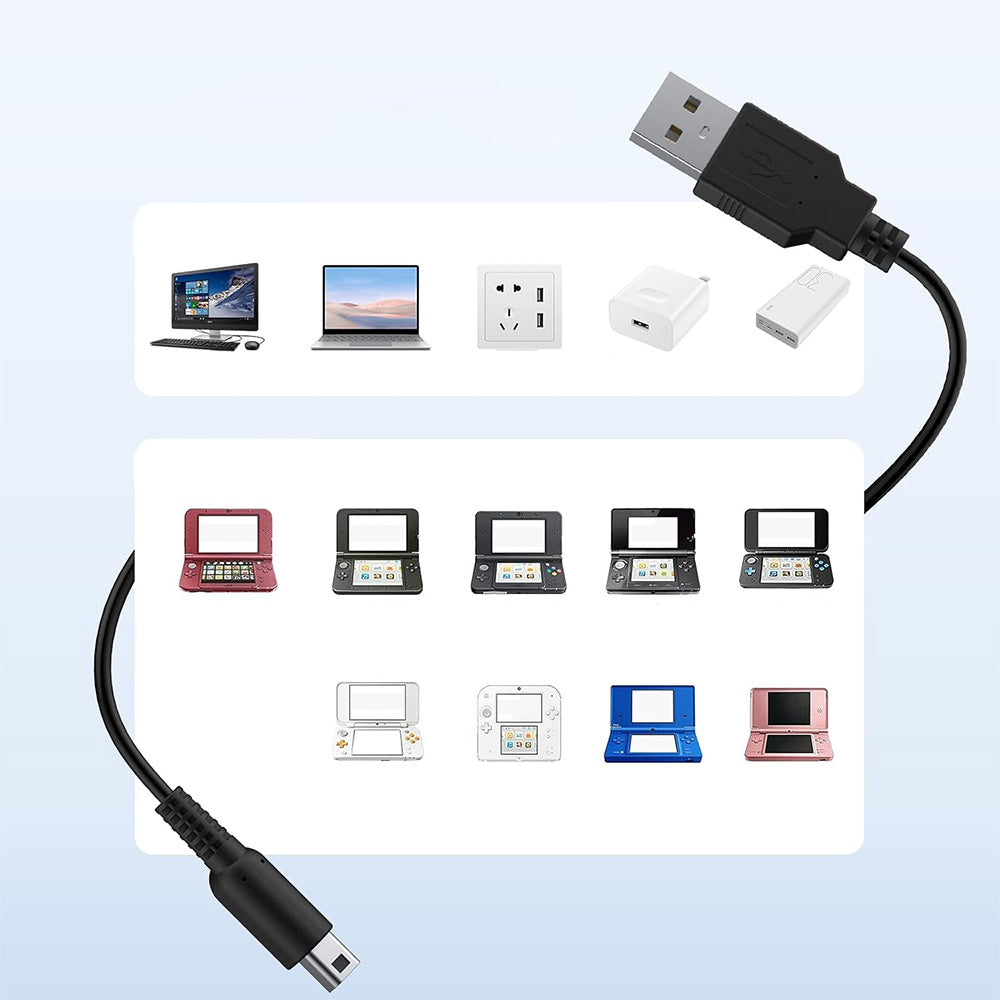 3 USB Charging Cables Compatible with Nintendo 3DS XL 2DS XL DSi