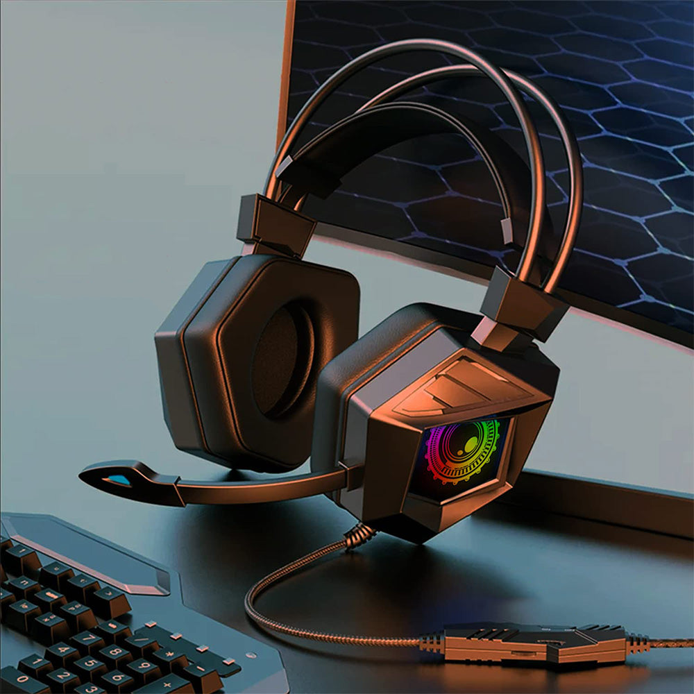 Wired RGB Gaming Headset with Microphone 3.5mm USB for PC PS5 Xbox