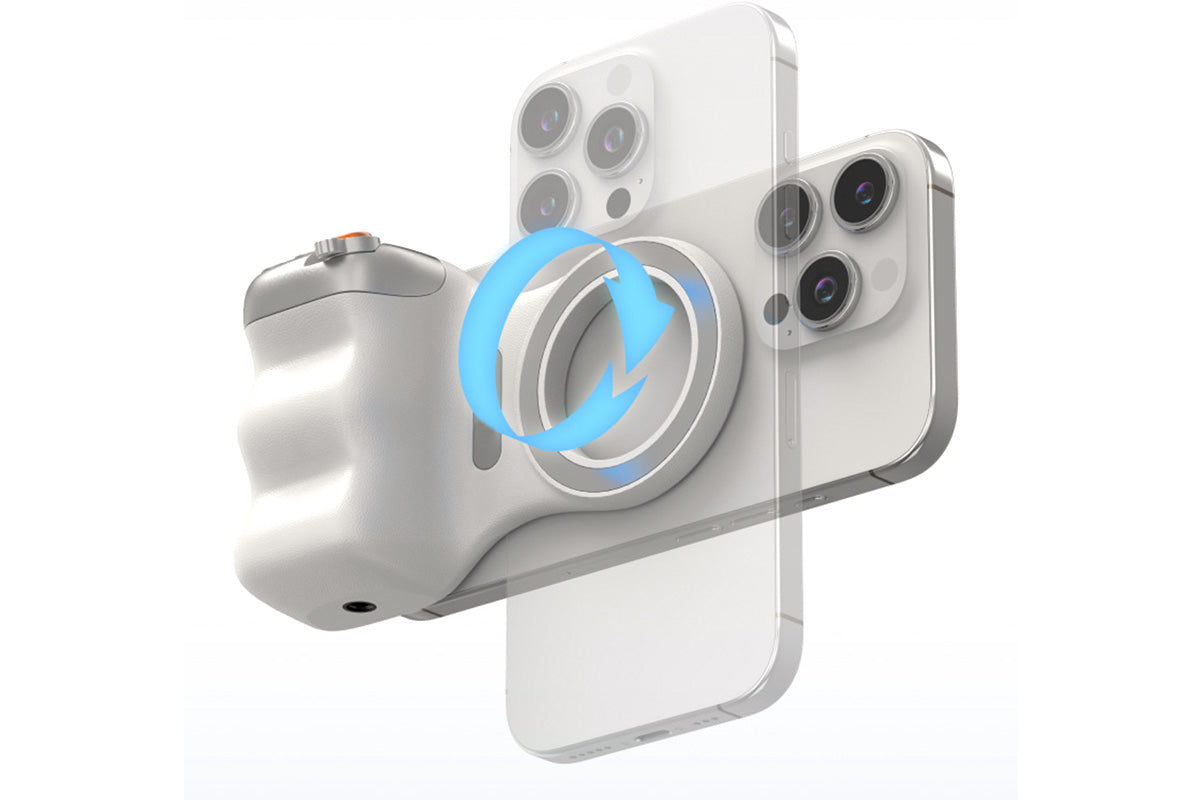 Phone Camera Grip with Selfie Light and Tripod for Photography TikTok-White