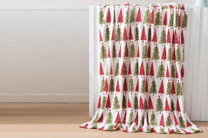 Breathable Christmas Blanket Elegant Comfort Luxury Velvet Fleece Christmas Tree Blanket Cozy Throws for Winter Bedding-Christmas Tree